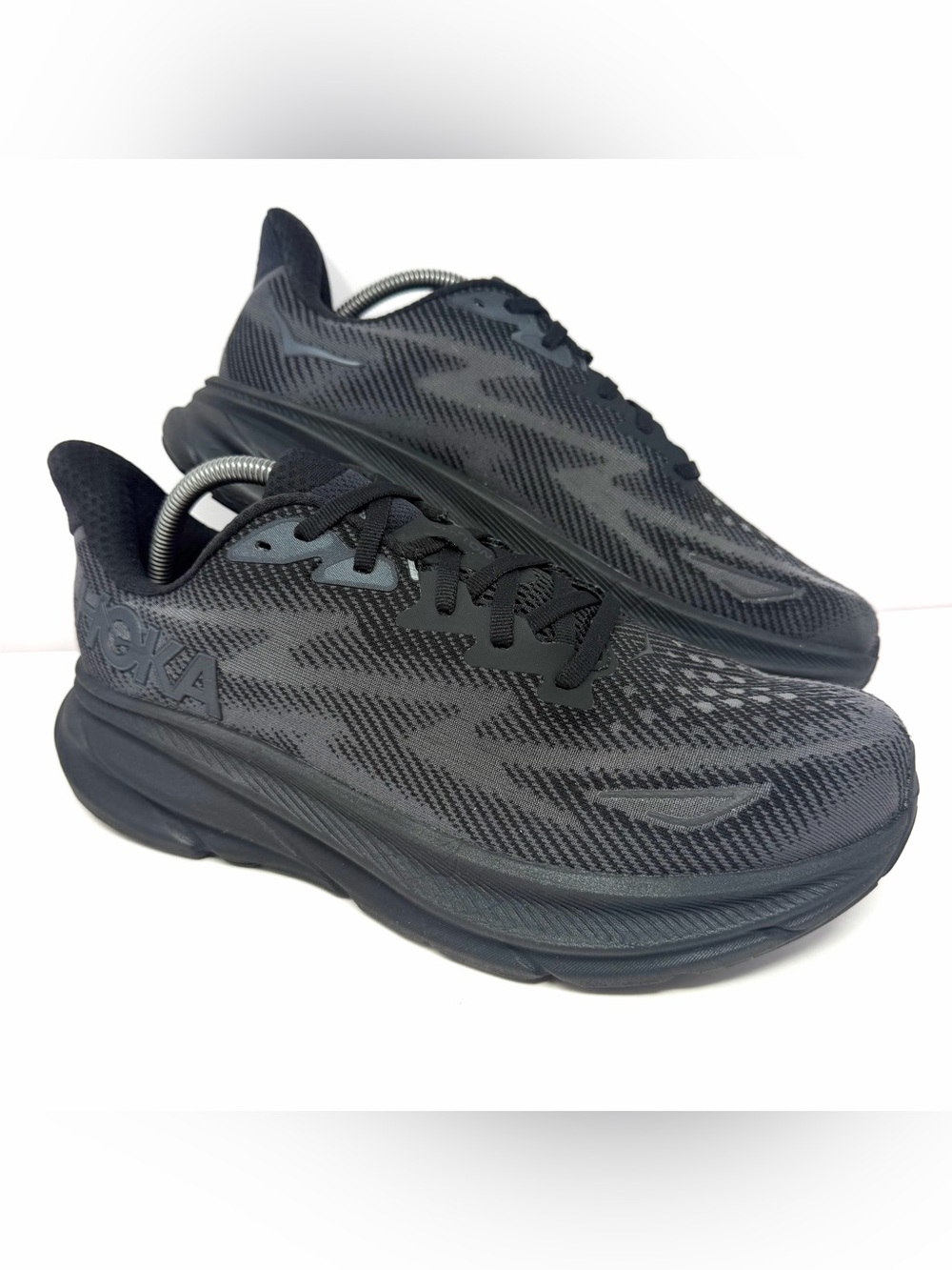 Hoka One Men’s Clifton 9 Running Shoes Sz 10 (2E) Wide Triple Black 1132210-BBLC